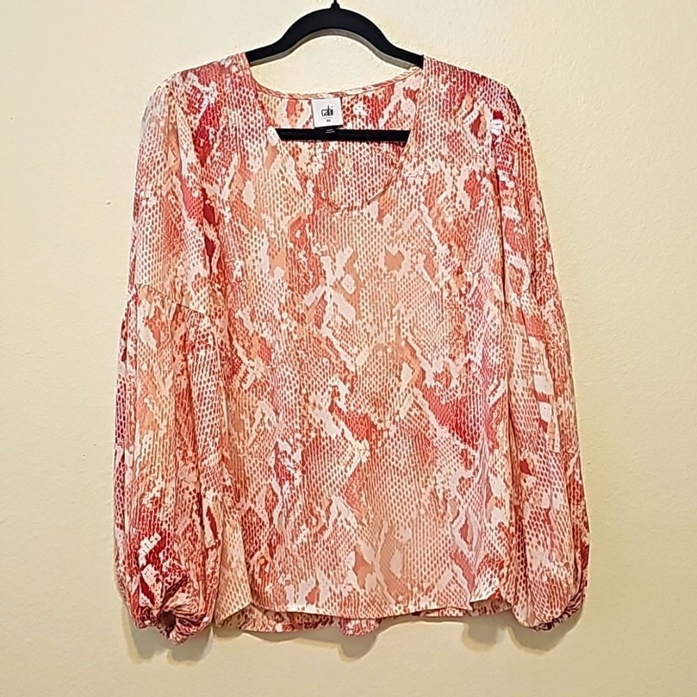Cabi • Pink Snakeskin Balloon Sleeve 5708 Bethany Blouse xs